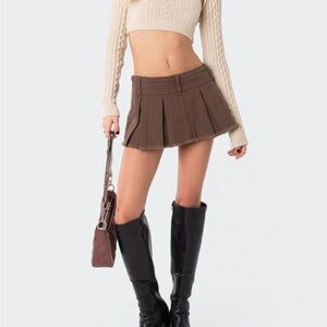 Edikted brown denim micro skort